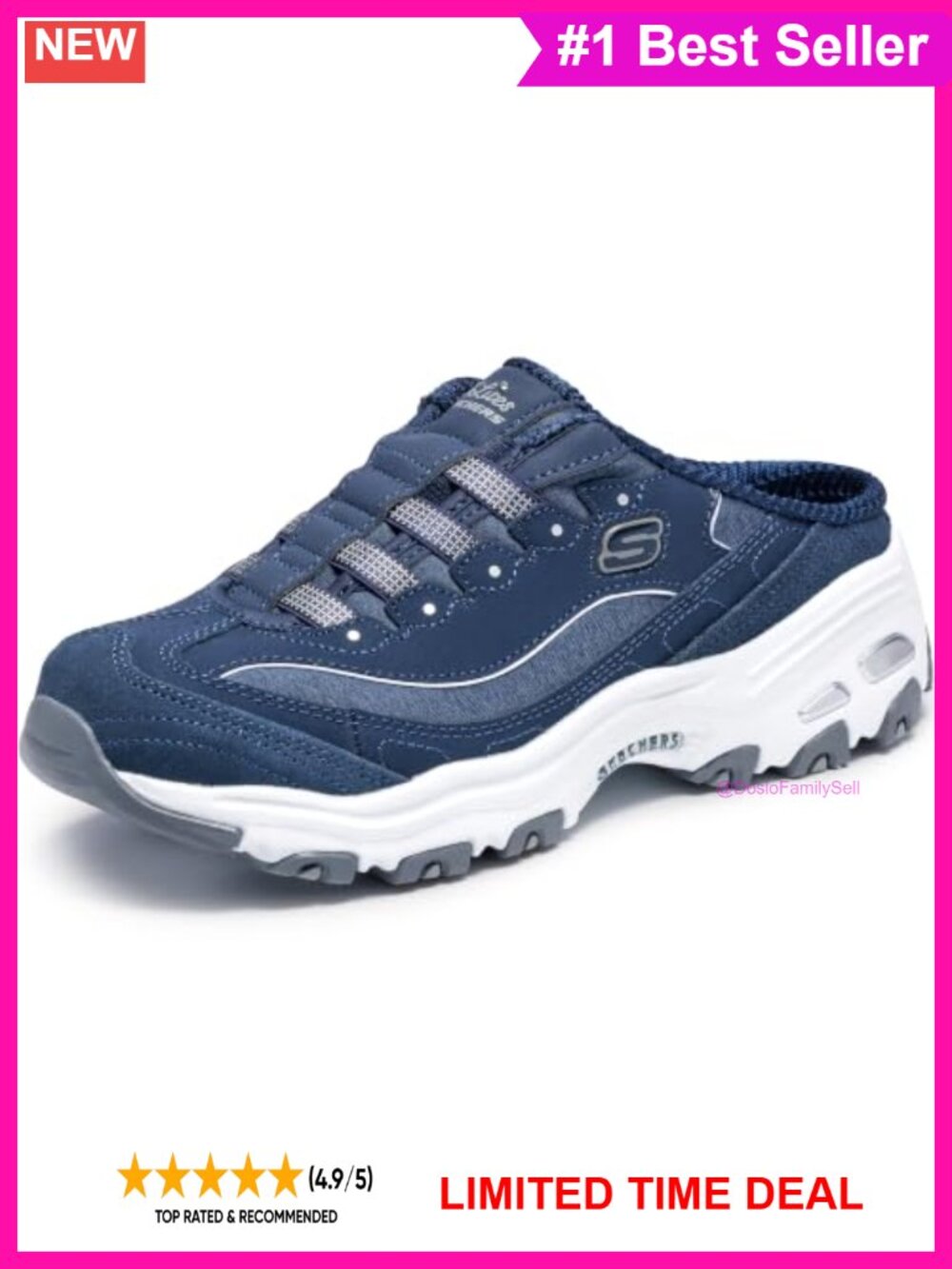 Skechers D'Lites Resilient Slip-On Sneaker Air-Cooled Memory Foam Nubuck